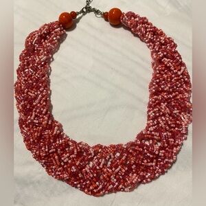 Vintage Beautiful Red & White Beautiful Necklace Excellent Condition